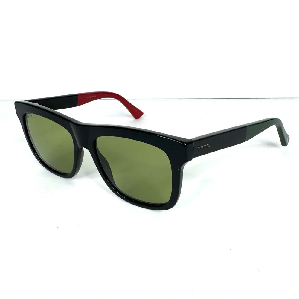 GUCCI Square Sunglasses NEW Black Red Green GG0158S 004 54 Made In Italy - Picture 6 of 16